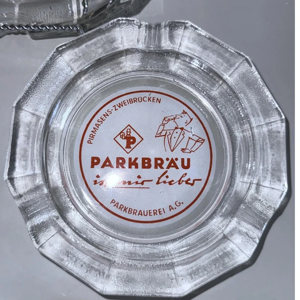 Vintage German Brewery Ashtrays Parkbräu & Durlacher Hof Enamel Logos 1950s–70s